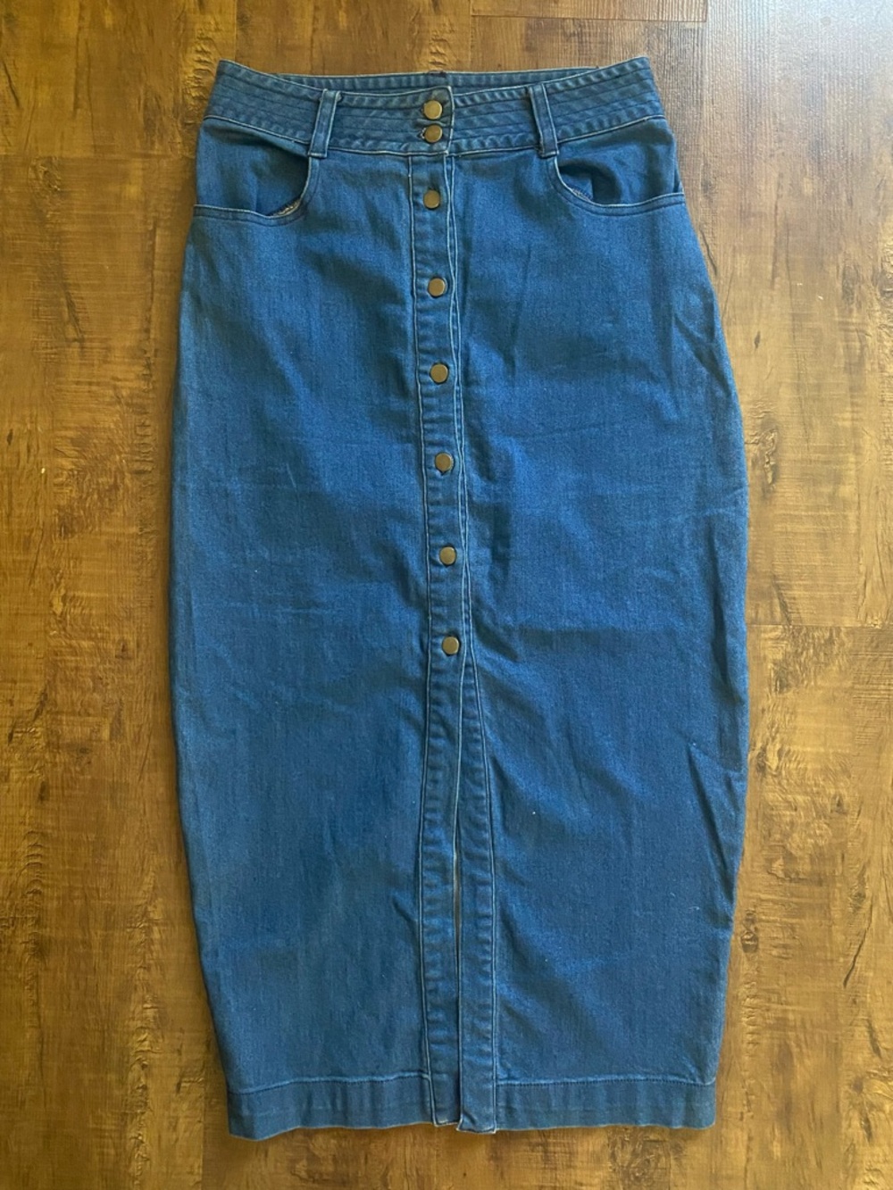 Jealous Tomato Blue Button-Front Denim Pencil Skirt